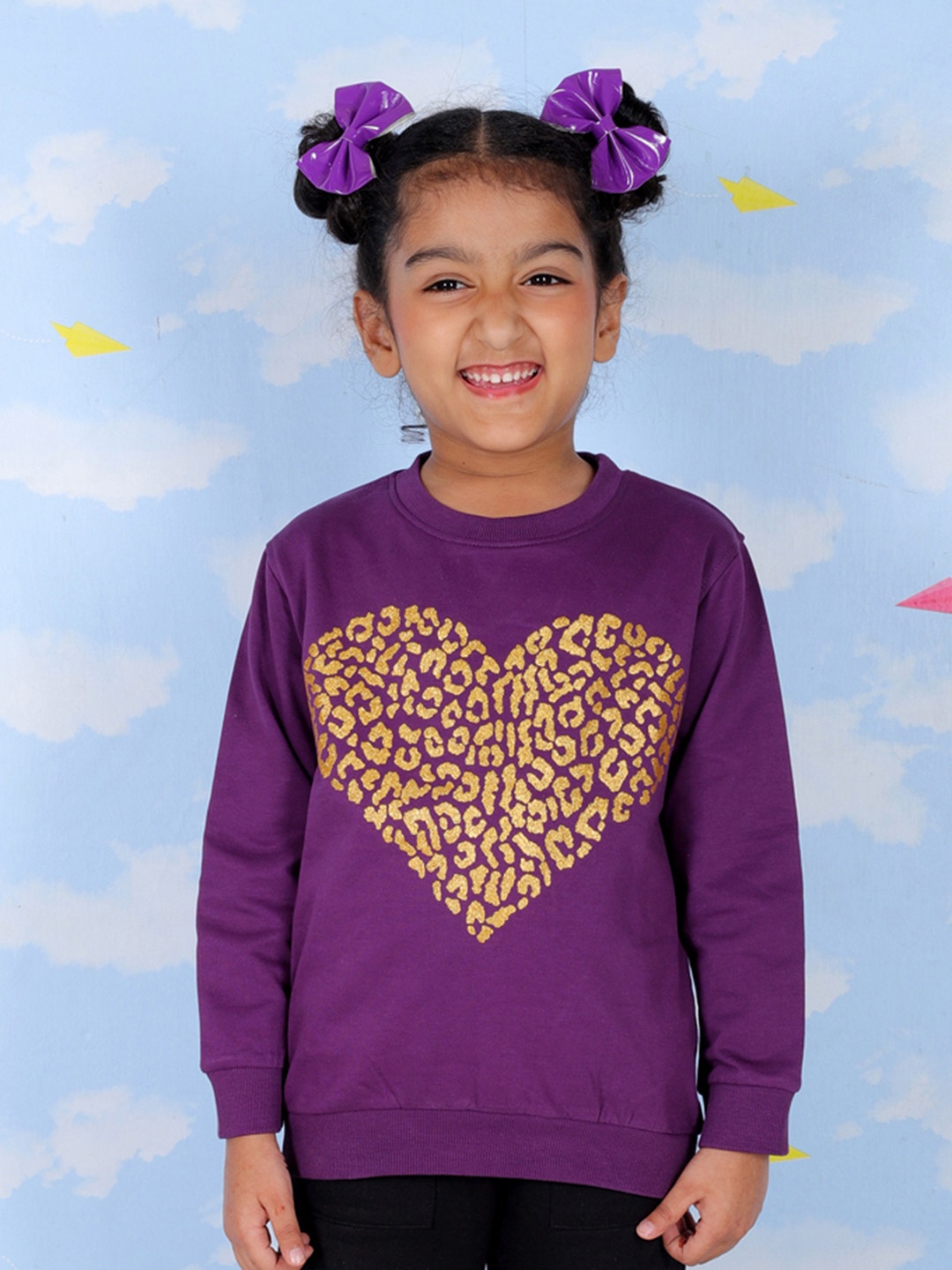 

The Mom Store Girls Conversational Printed Cotton Pullover Sweatshirt, Purple