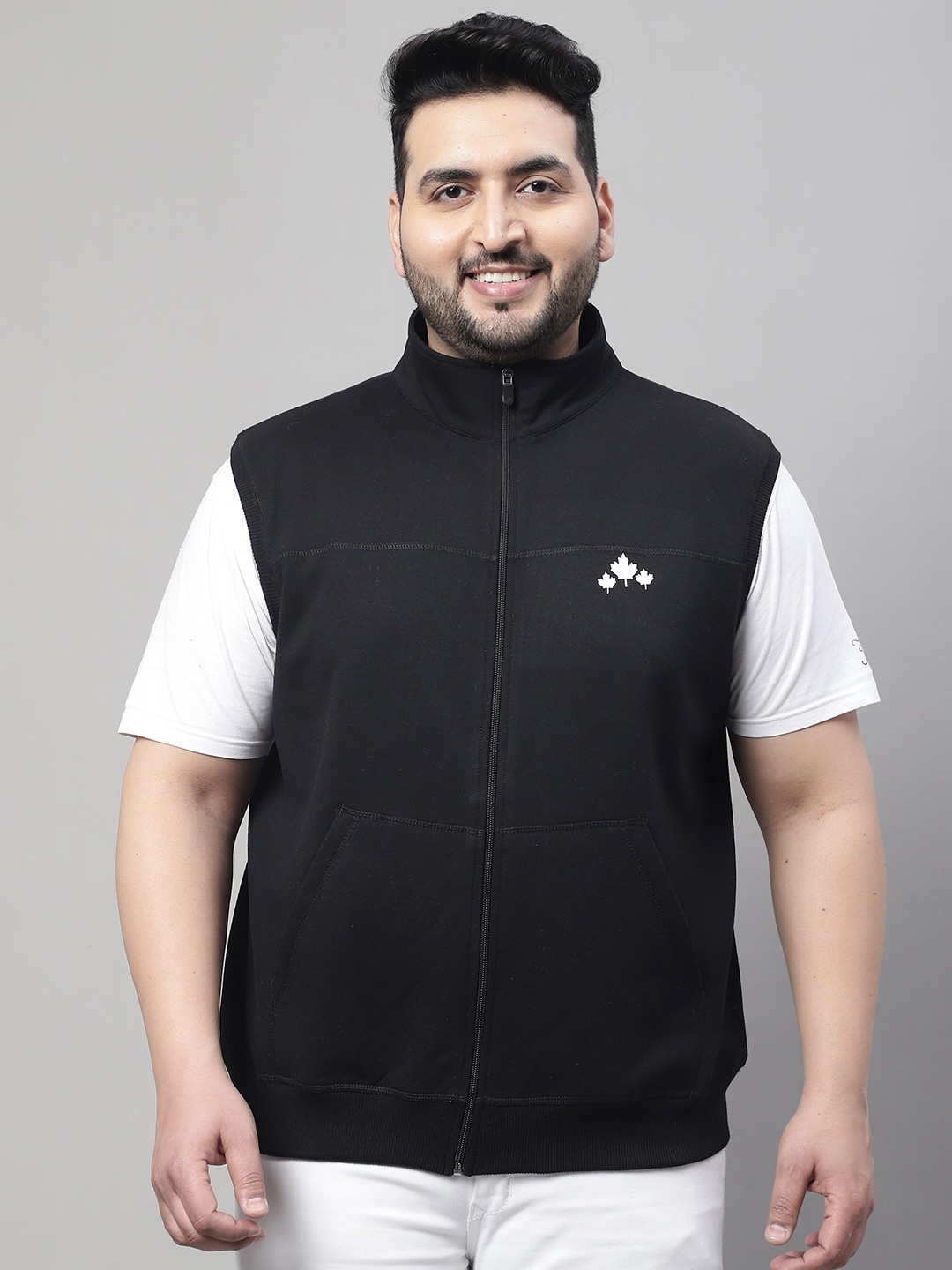 

Rute Plus Size Mock Collar Cotton Sweatshirt, Black