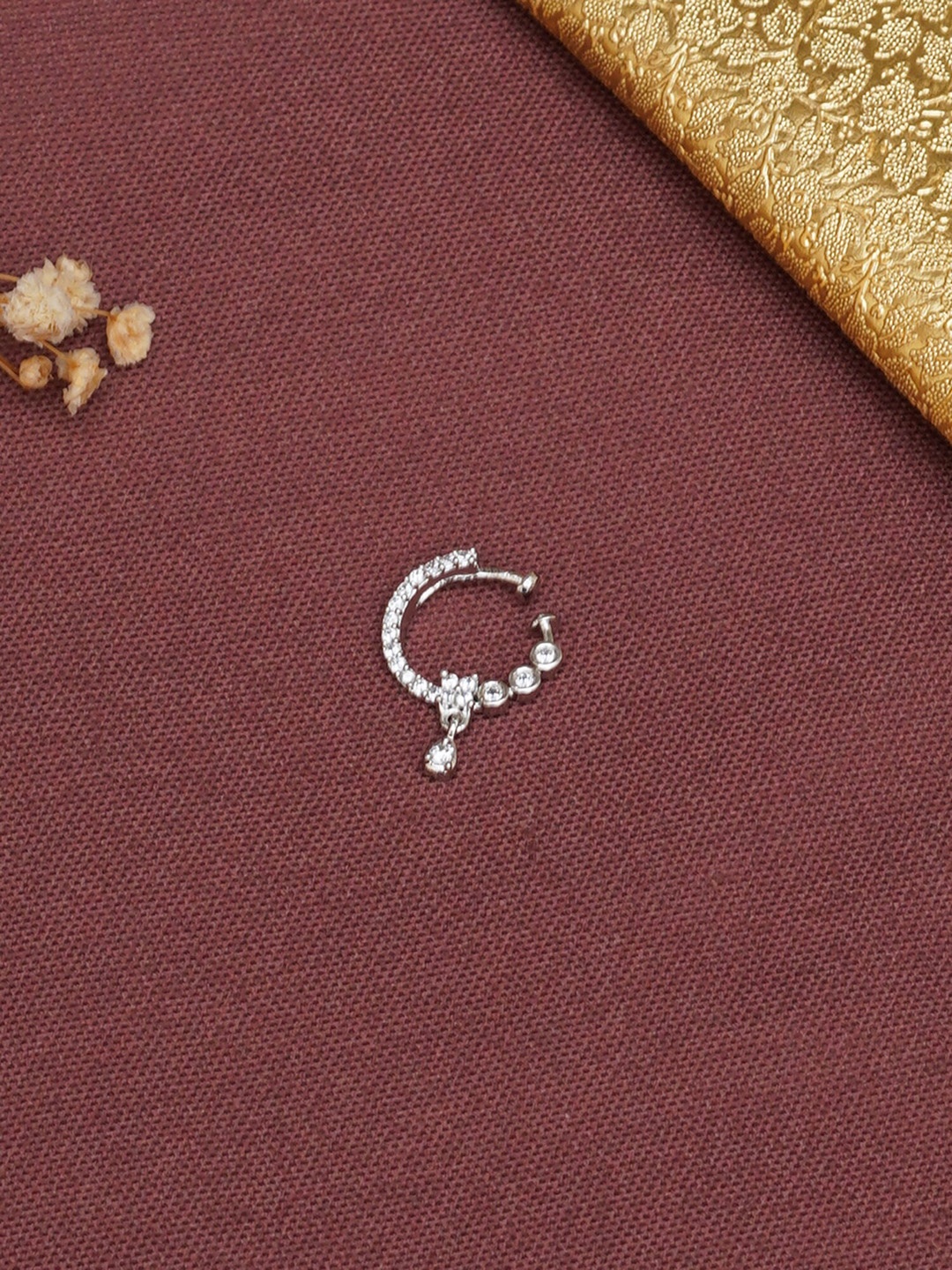 

Mali Fionna Silver-Plated Stone-Studded Nosepin