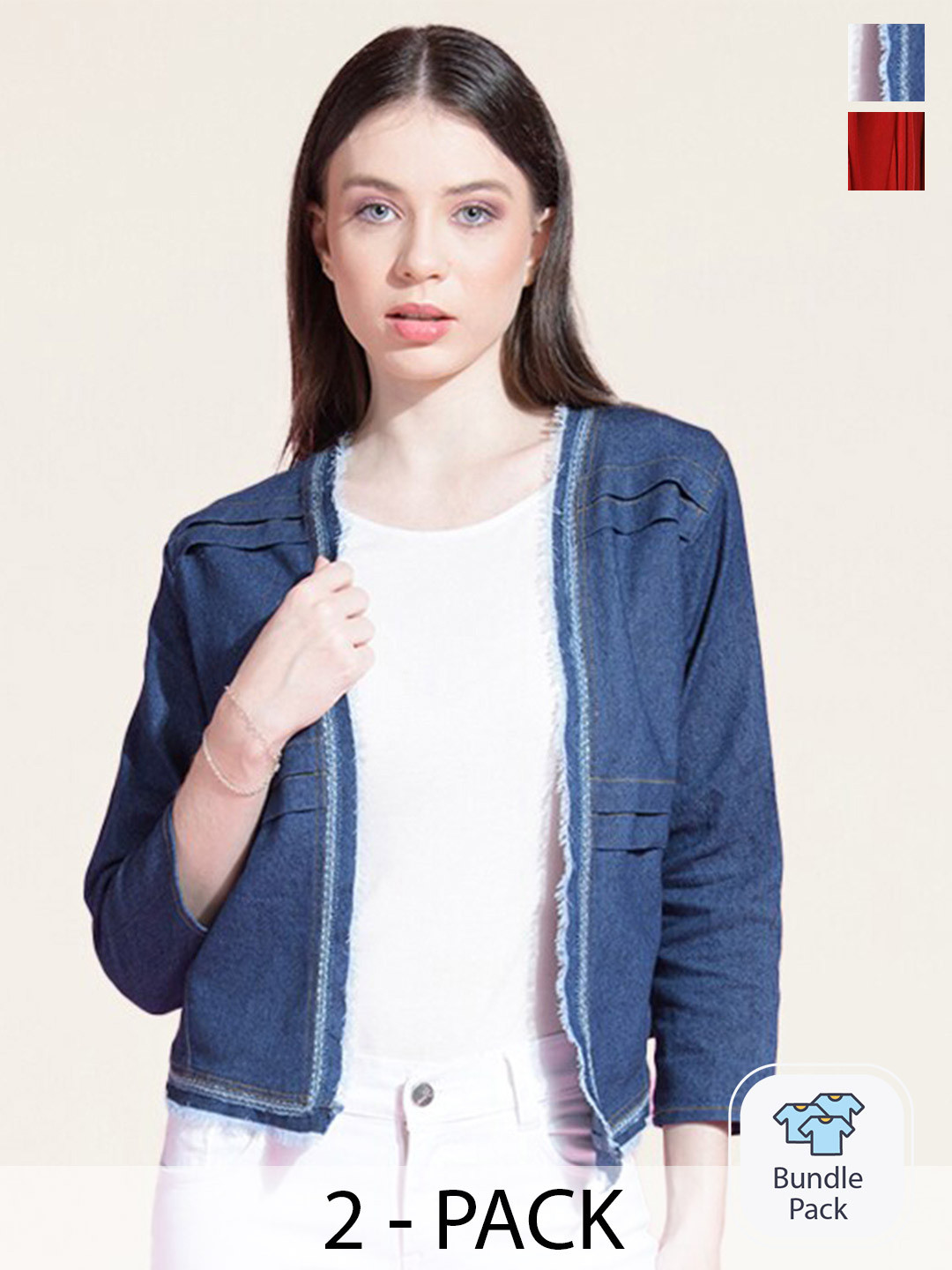 

urSense Women Red & Blue Shrug
