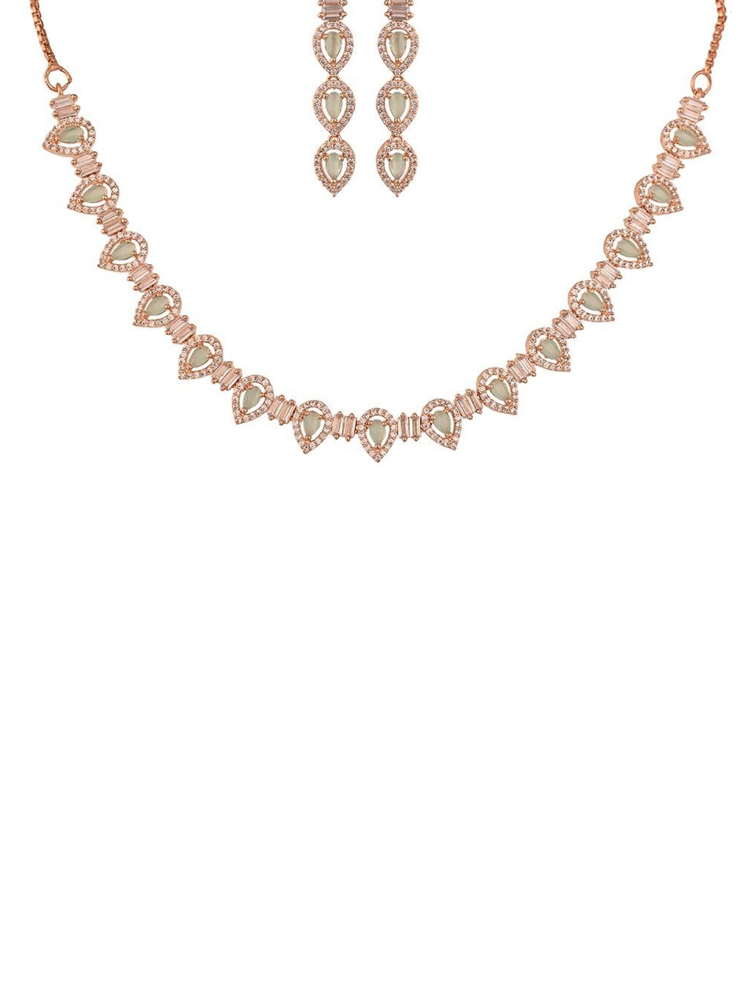 

RATNAVALI JEWELS Rose Gold-Plated AD-Studded Jewellery Set