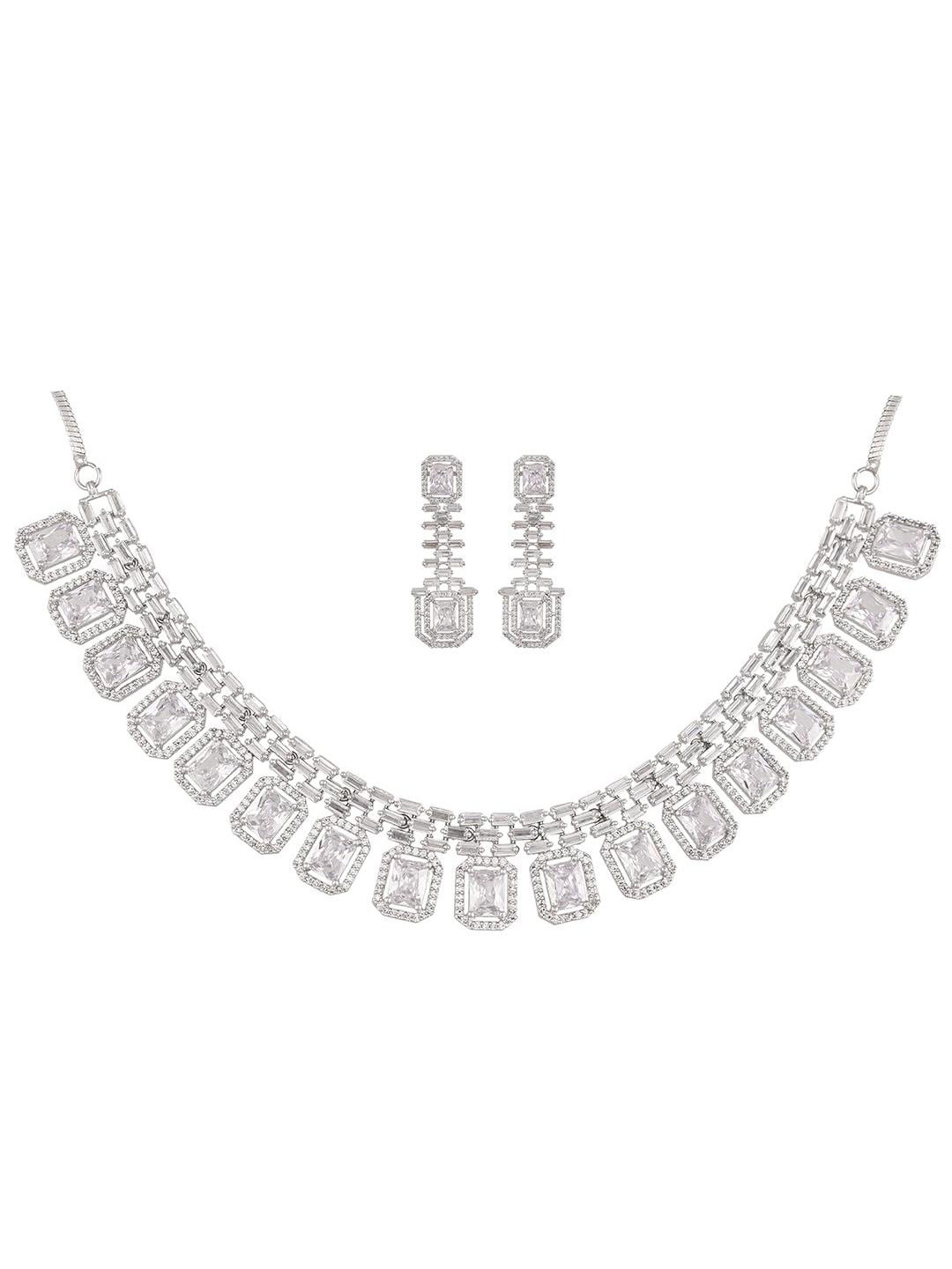 

RATNAVALI JEWELS Rhodium Plated Jewellery Set, Silver