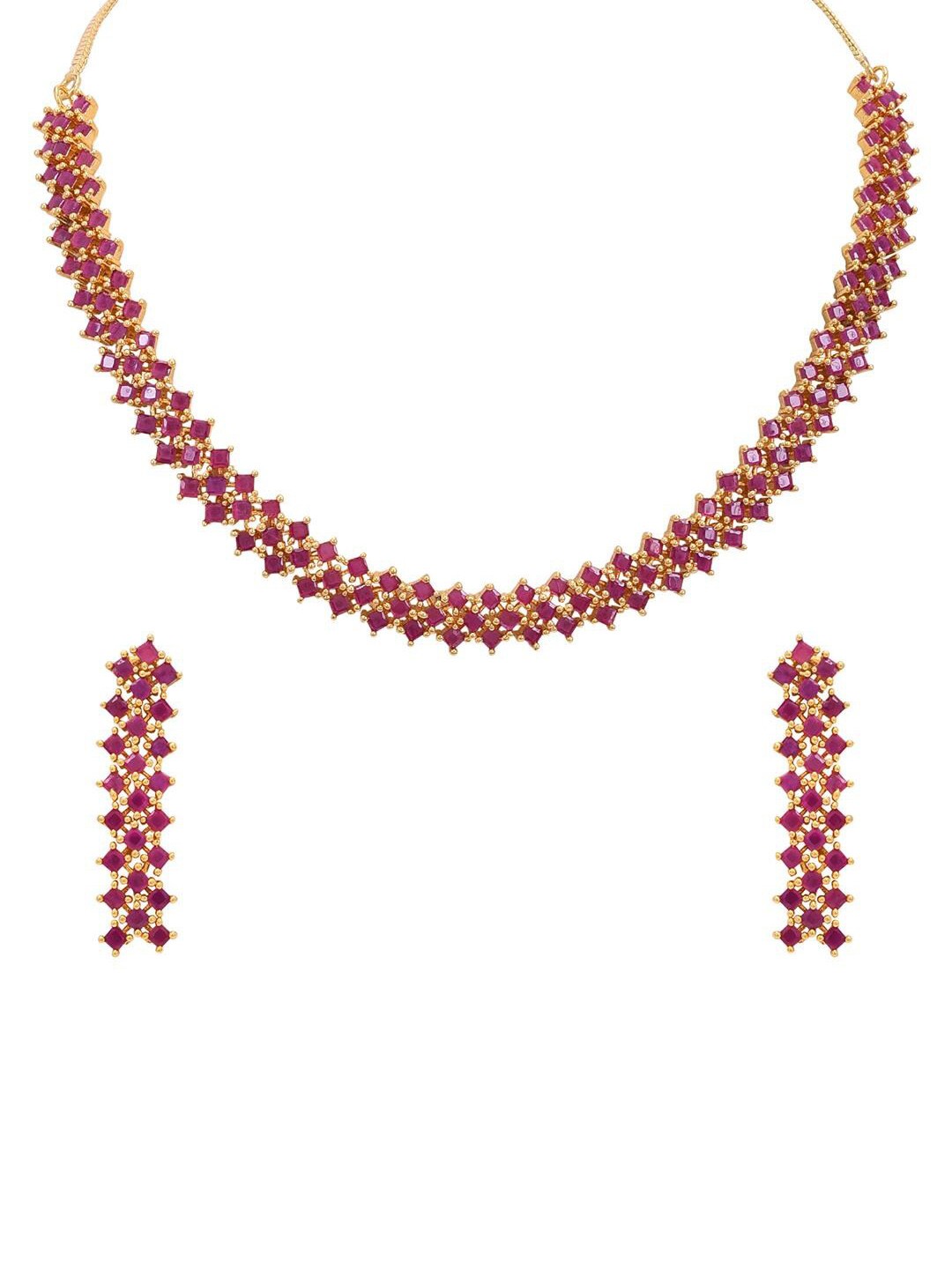 

RATNAVALI JEWELS Gold-Plated AD-Studded Jewellery Set