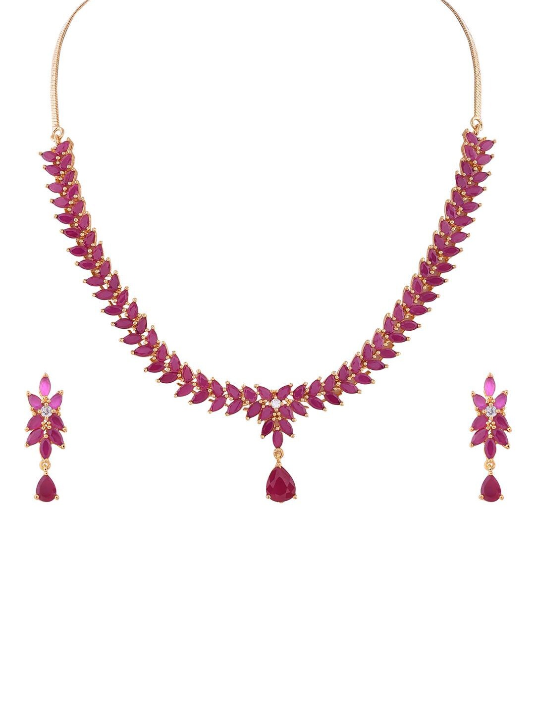 

RATNAVALI JEWELS Gold-Plated AD-Studded Jewellery Set