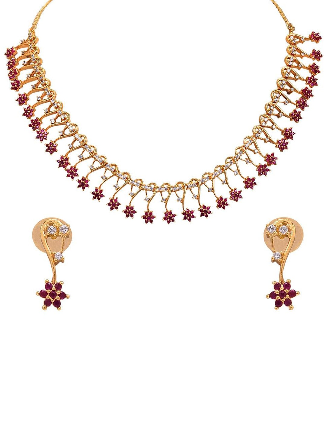 

RATNAVALI JEWELS Gold-Plated AD Studded Jewellery Set