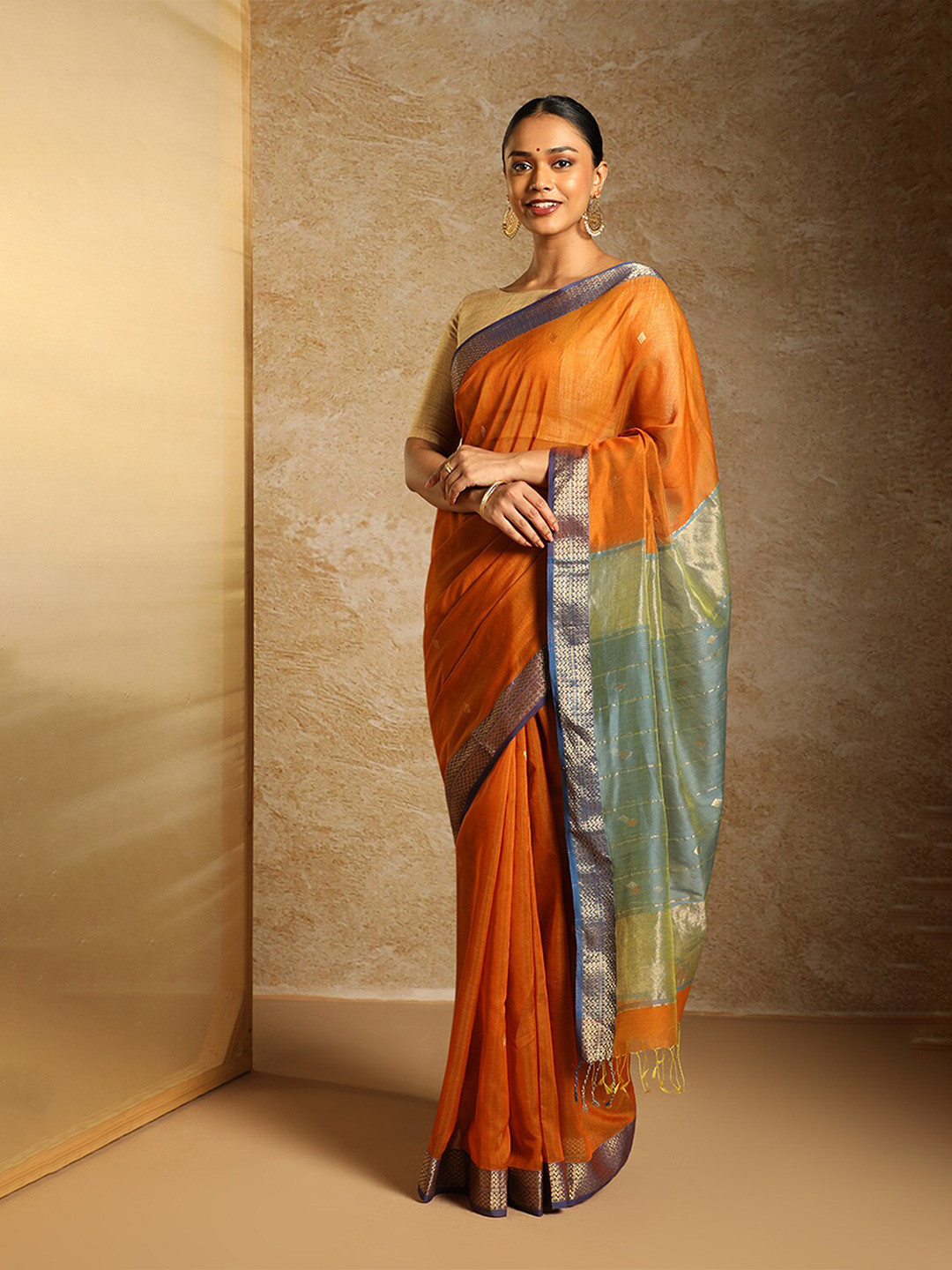 

Taneira Woven Design Zari Saree, Brown