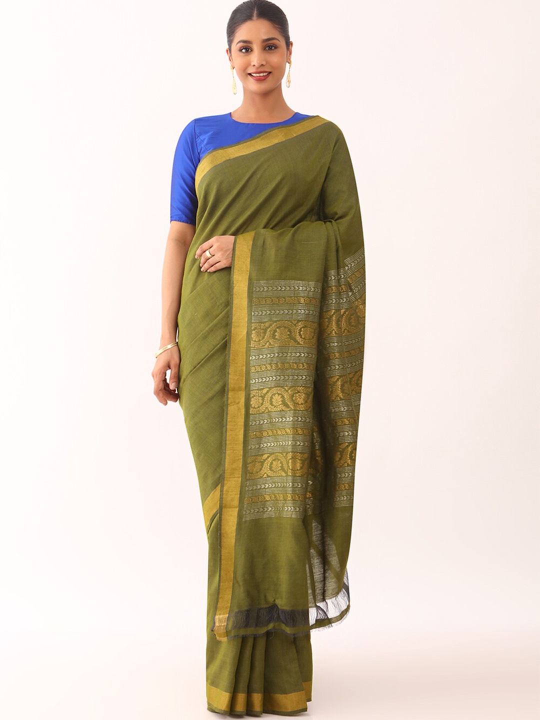 

Taneira Woven Design Zari Saree, Green