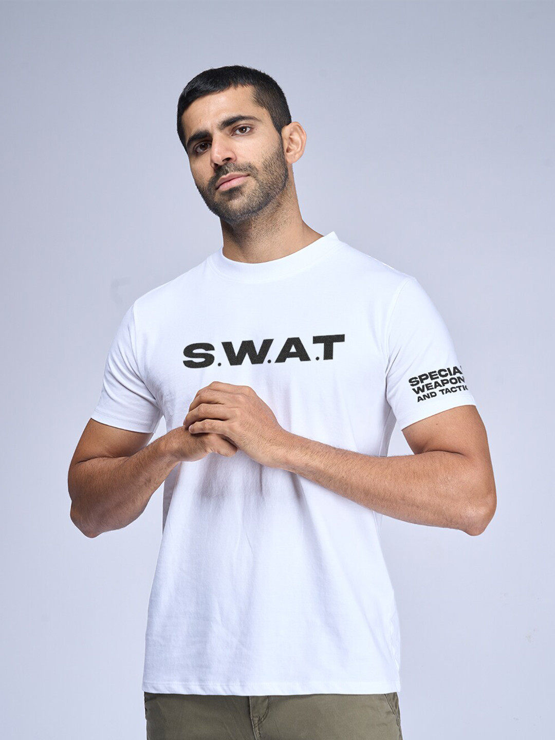 

Aero Armour Unisex Typography Printed Pure Cotton T-shirt, White