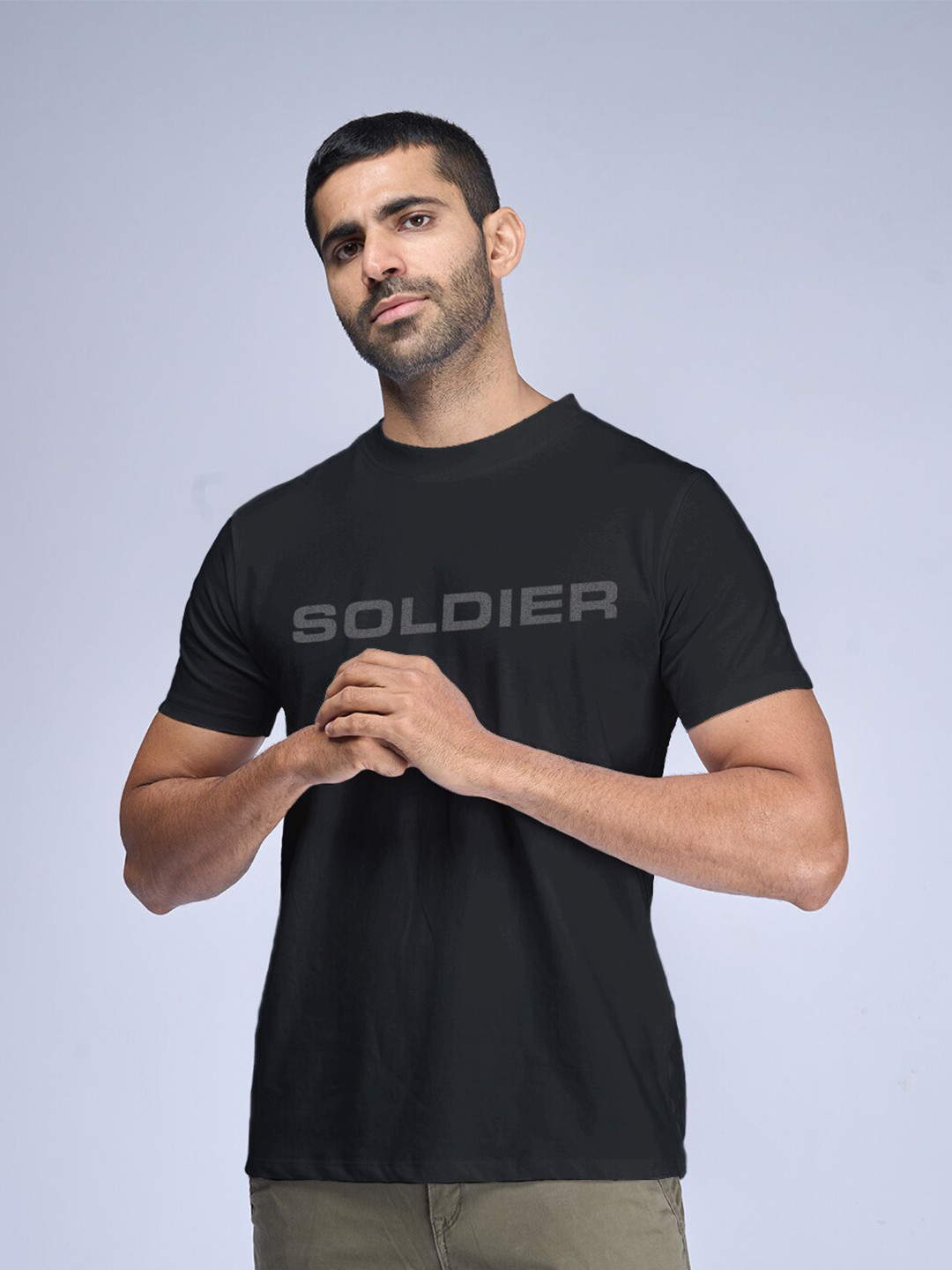 

Aero Armour Unisex Typography Printed Round Neck Short Sleeves Cotton Regular T-shirt, Black