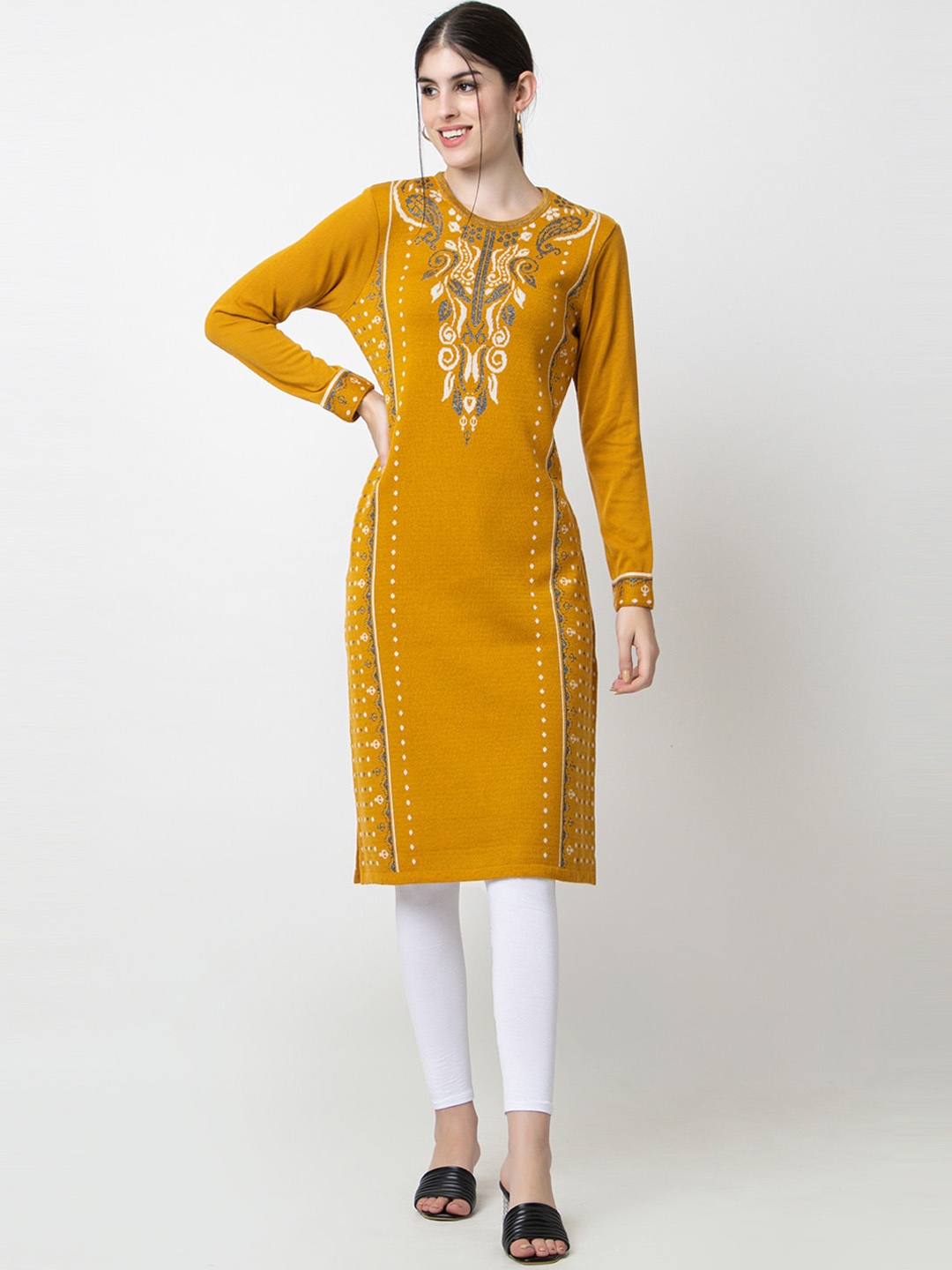 

KEIKO Ethnic Motifs Woven Design Kurta, Mustard