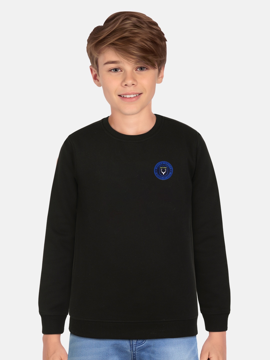 

Allen Solly Junior Boys Round Neck Pullover Sweatshirt, Black