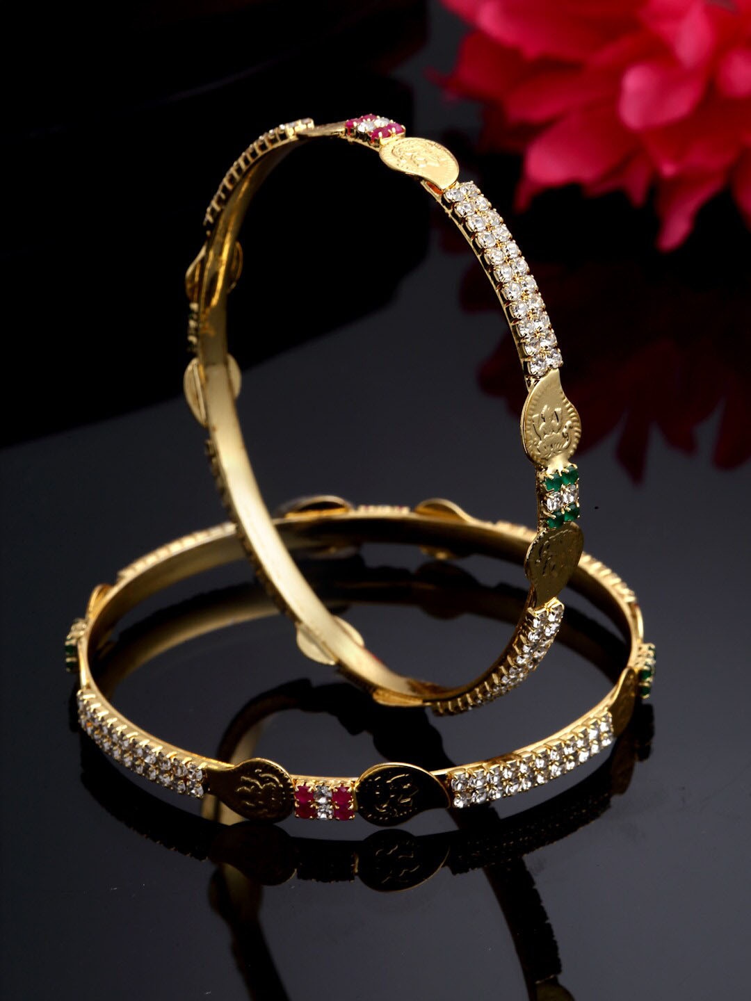 

Sanjog Set Of 2 Gold-Plated AD Stones-Studded CZ Bangles
