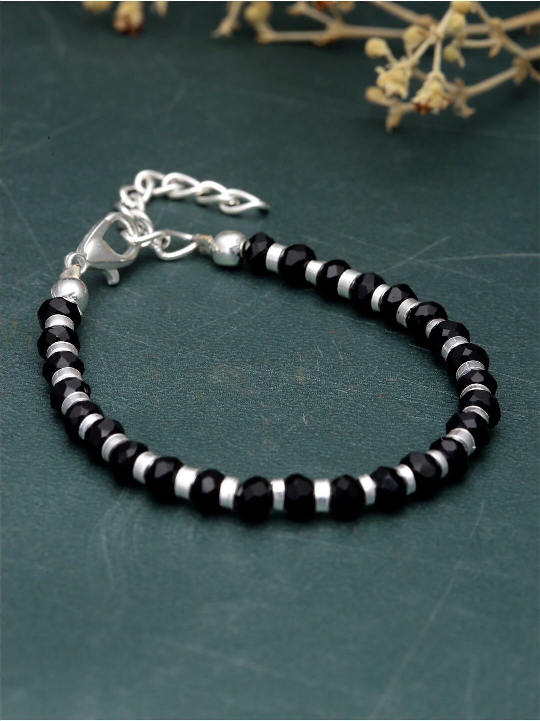 

Sanjog Silver Plated Oxidised Evil Link Statement Wraparound Bracelet