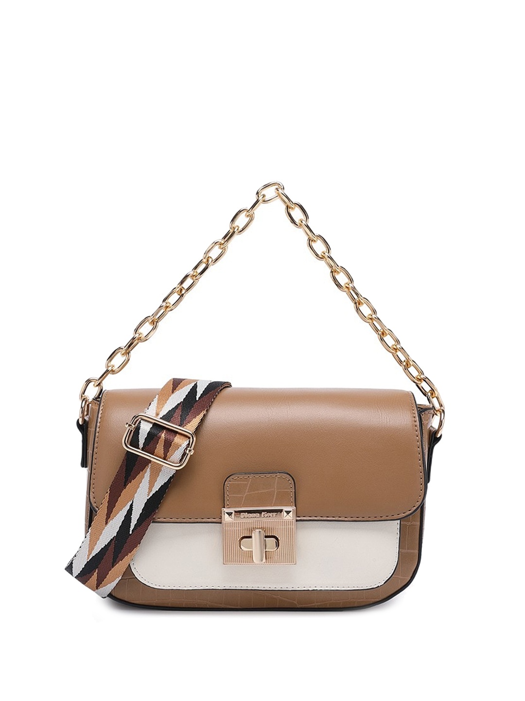 

Diana Korr Colourblocked Structured Sling Bag, Tan
