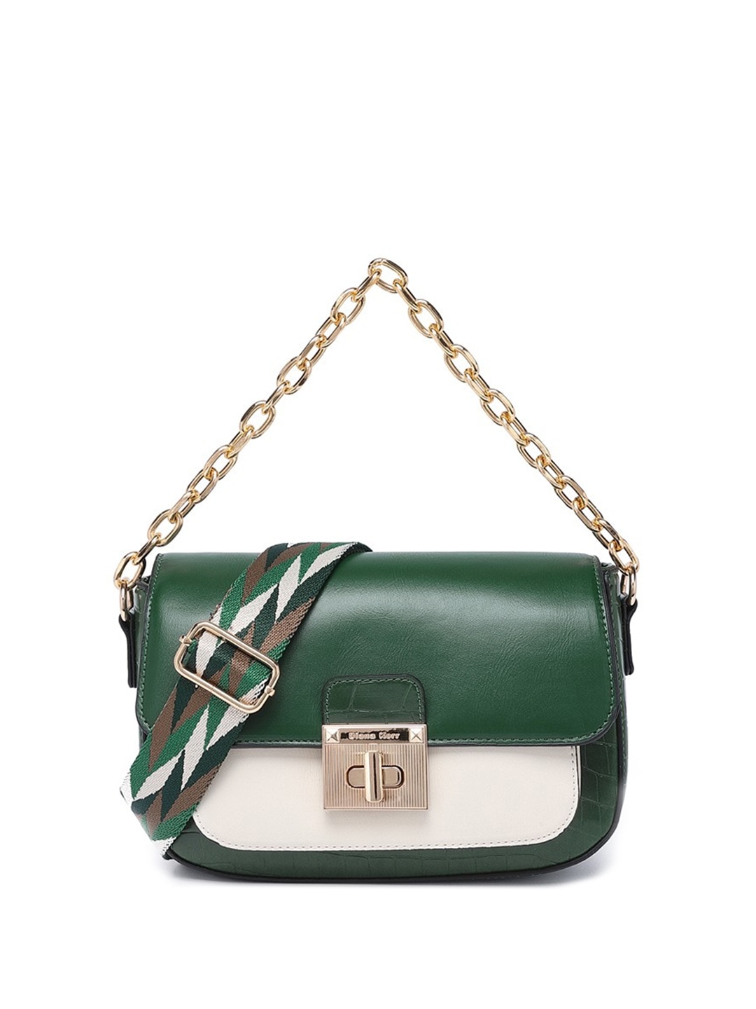 

Diana Korr Colourblocked PU Structured Sling Bag, Green