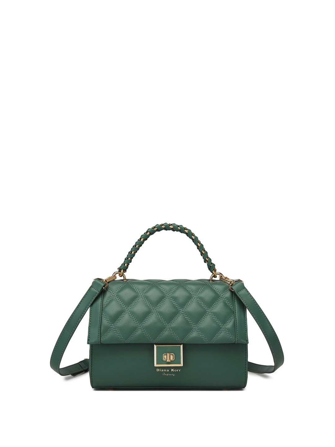 

Diana Korr Textured PU Structured Handheld Bag with Quilted, Brown