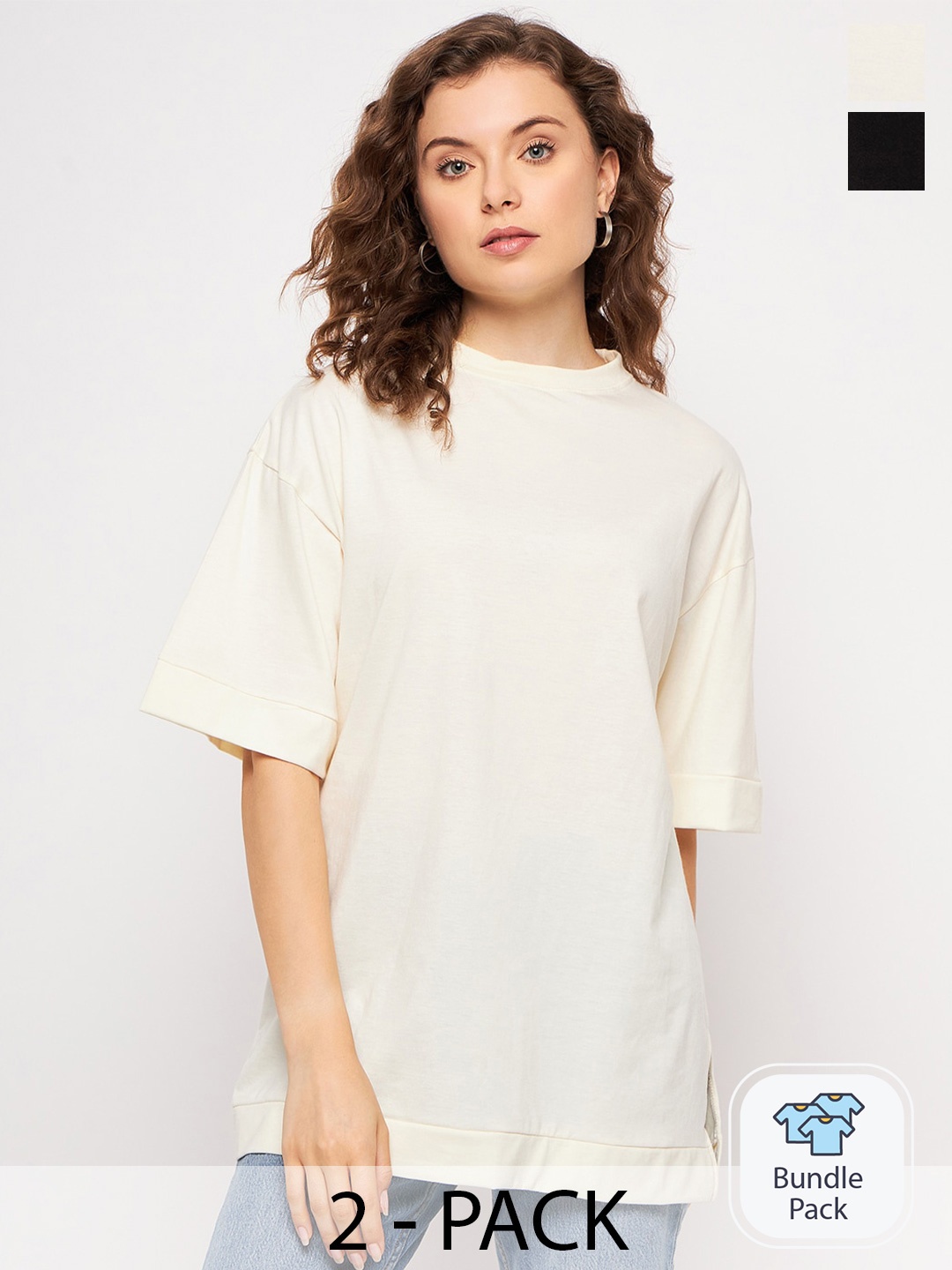 

Skidlers Pack of 2 Round Neck T-shirt, Off white