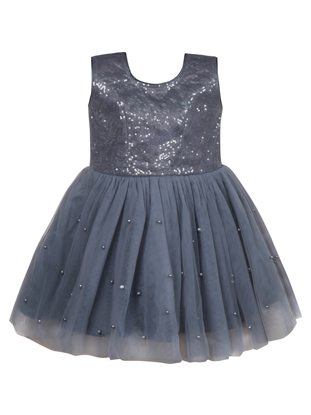 

Wish Karo Embellished Net Fit & Flare Dress, Grey