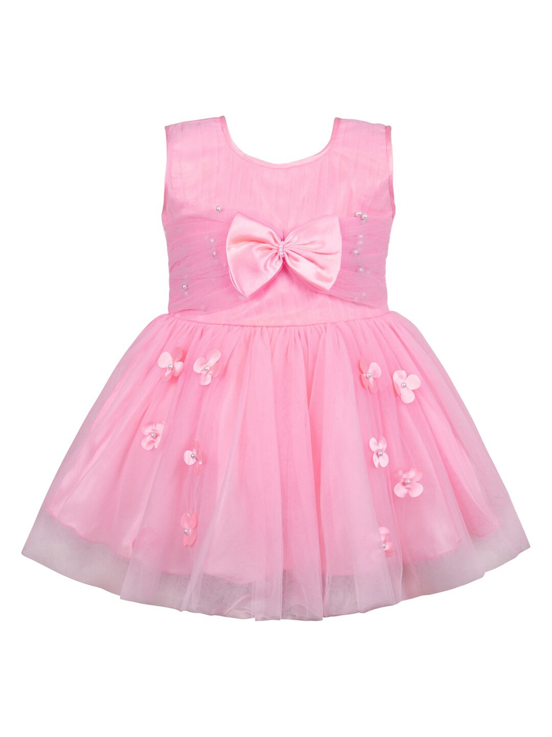 Wish Karo Girls Net Fit & Flare Dress, Pink