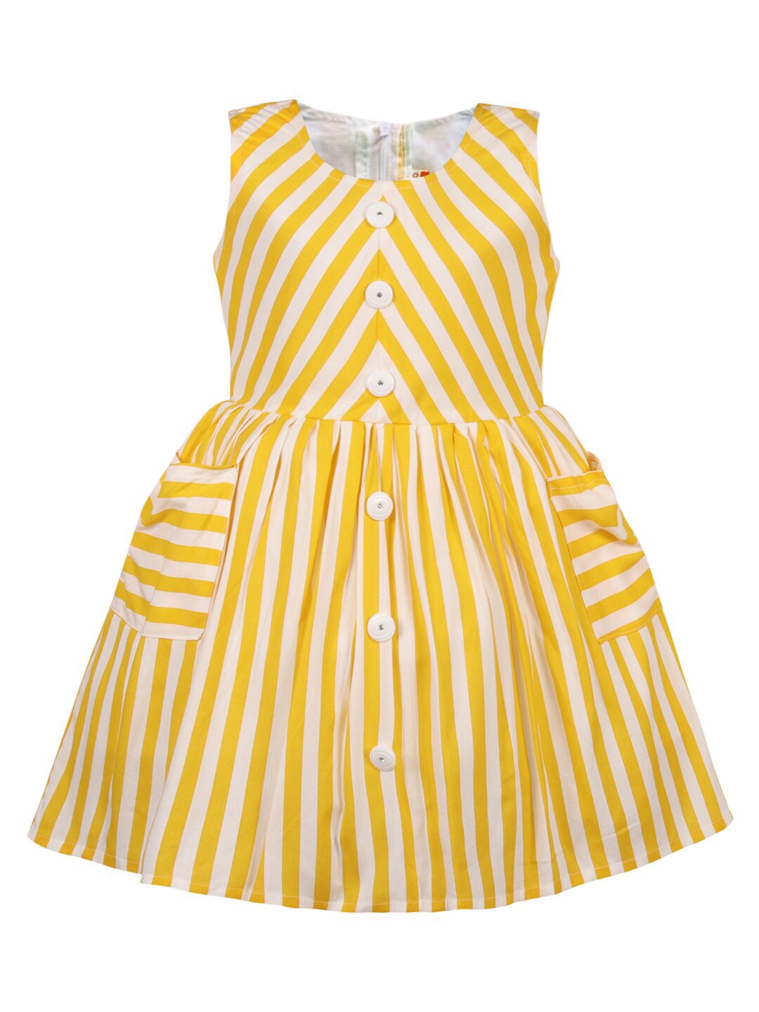 

Wish Karo Girls Striped Fit & Flare Cotton Dress, Yellow