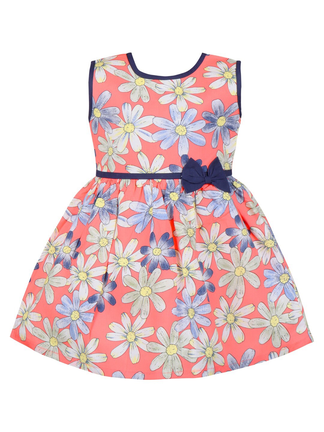 

Wish Karo Infant Girls Floral Printed Sleeveless Fit & Flare Dress, Peach