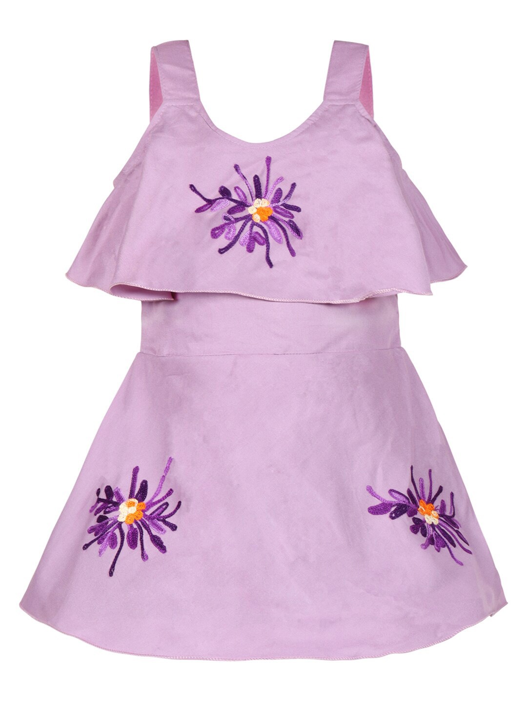 

Wish Karo Girls Floral Embroidered Fit & Flare Dress, Purple