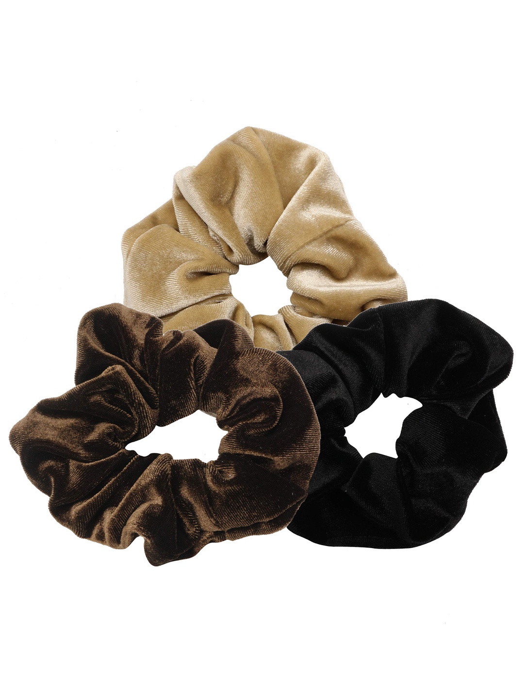 

FIMBUL Set Of 3 Velvet Scrunchy Elastic Ponytail Holders, Gold