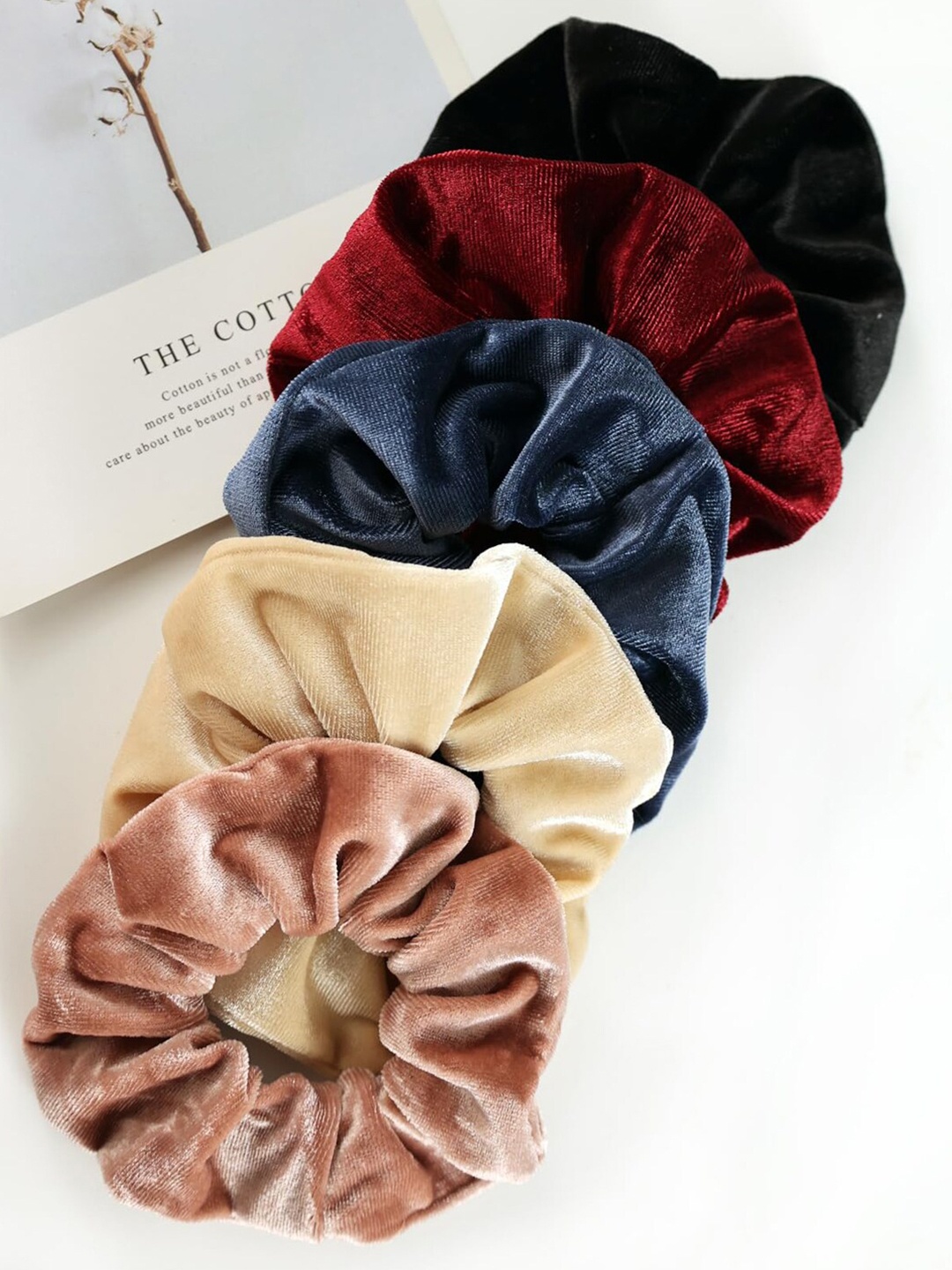

FIMBUL Women Set of 5 Velvet Scrunchies, Maroon