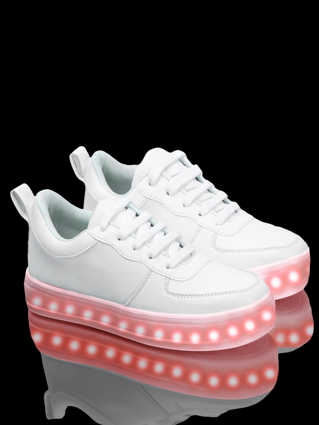 

VENDOZ Women Lightweight Comfort Insole Basics Sneakers With Rechargable LED Lights, White