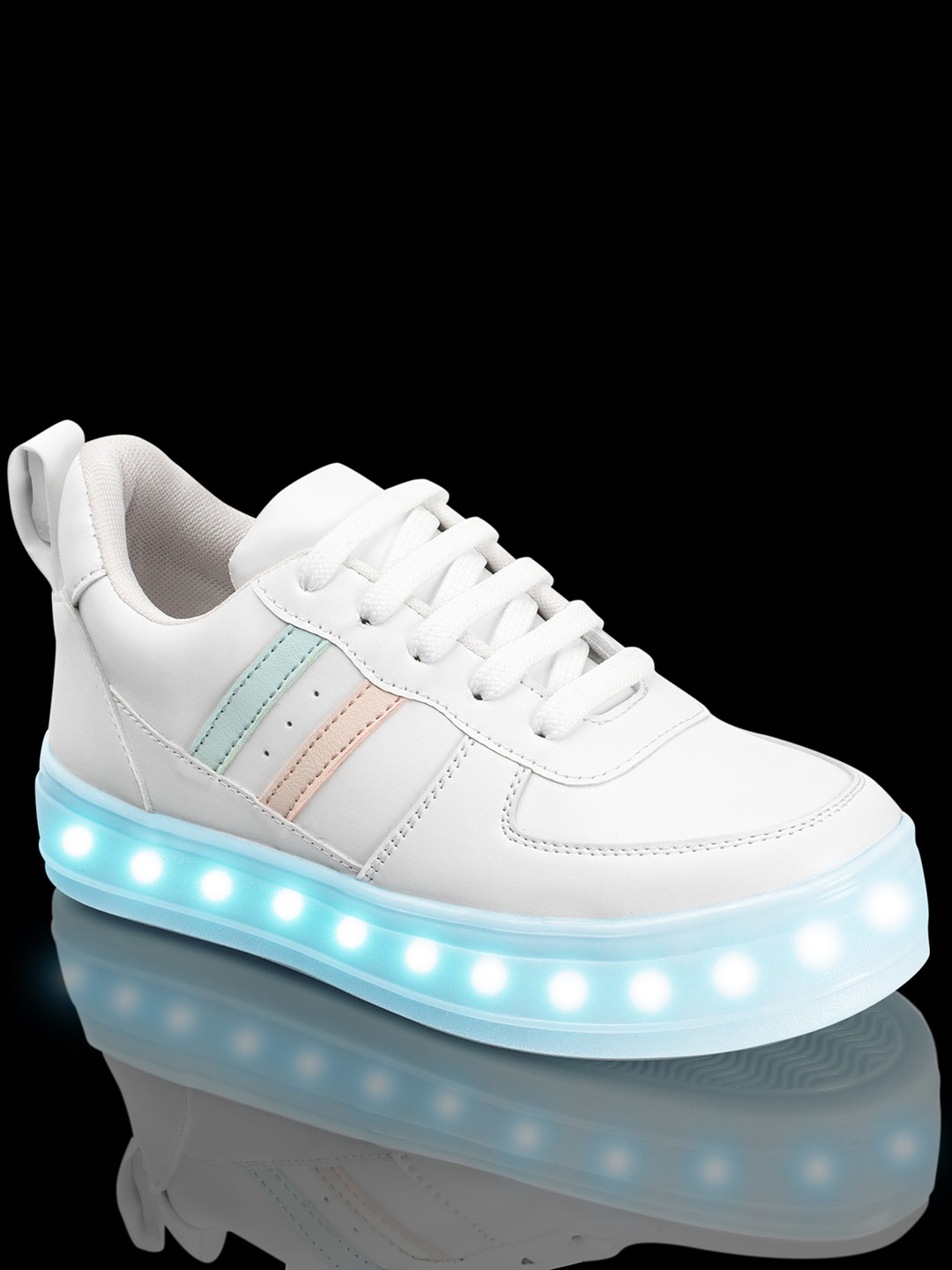 

VENDOZ Women Lightweight Comfort Insole Basics Sneakers With Rechargable LED Lights, White