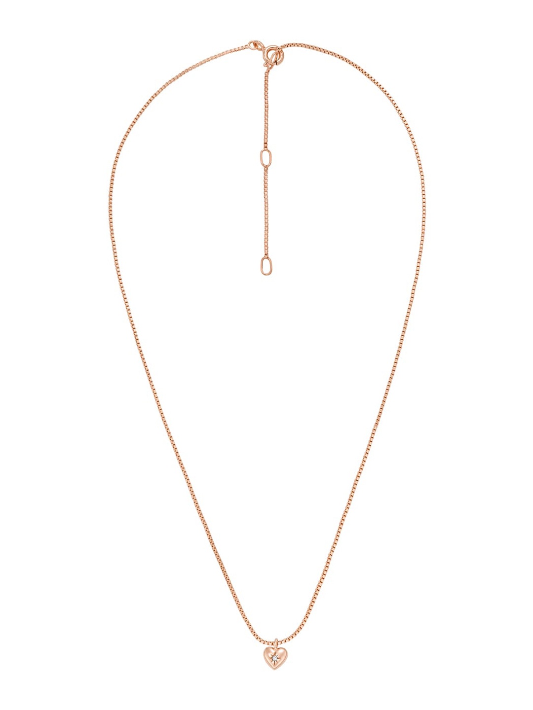 

Fossil Rose Gold-Plated Sterling Silver Stone-Studded Pendant With Chain