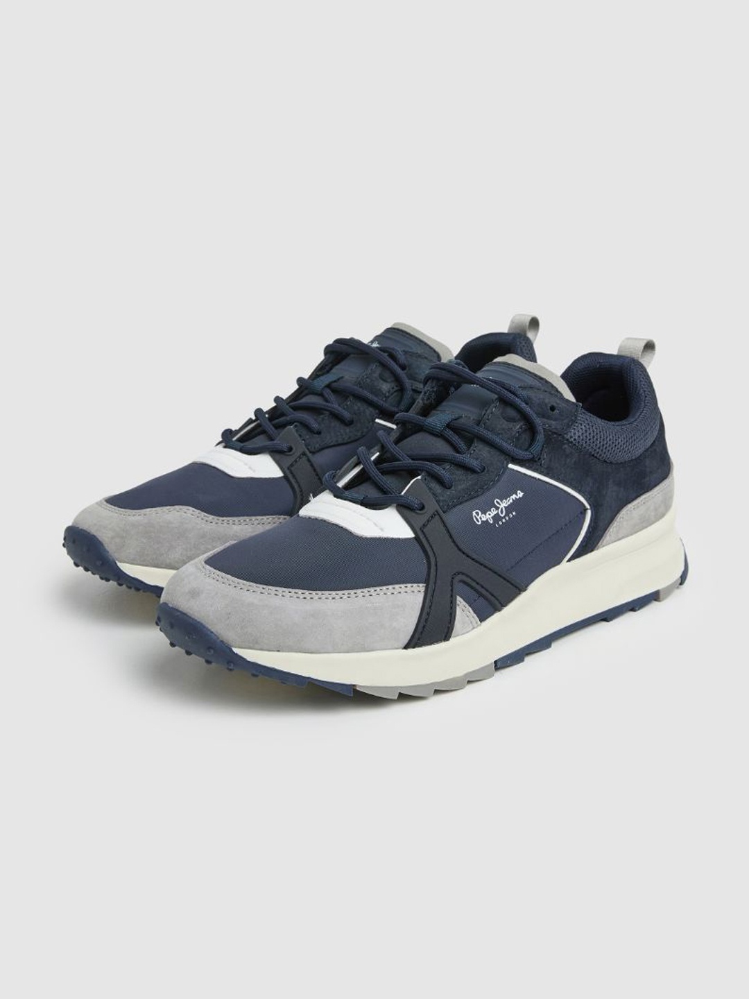 

Pepe Jeans Men Joy Tech Textured Suede Comfort Insole Sneakers, Navy blue