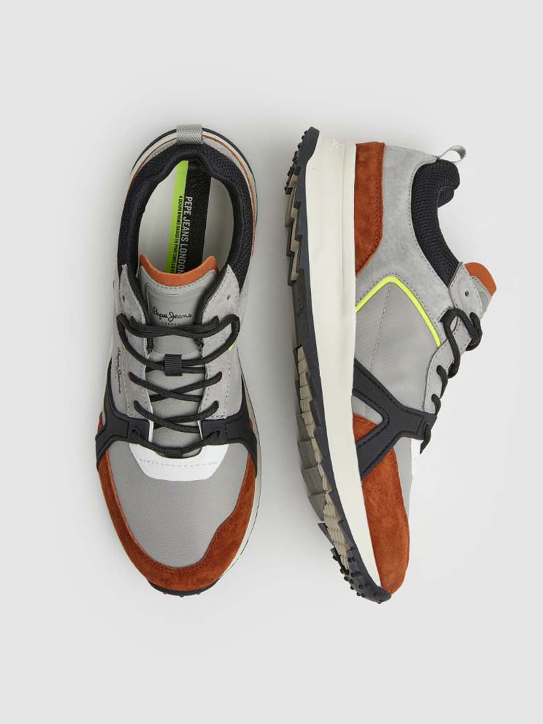 Pepe Jeans Men Joy Tech Colourblocked Suede Comfort Insole Sneakers, Grey