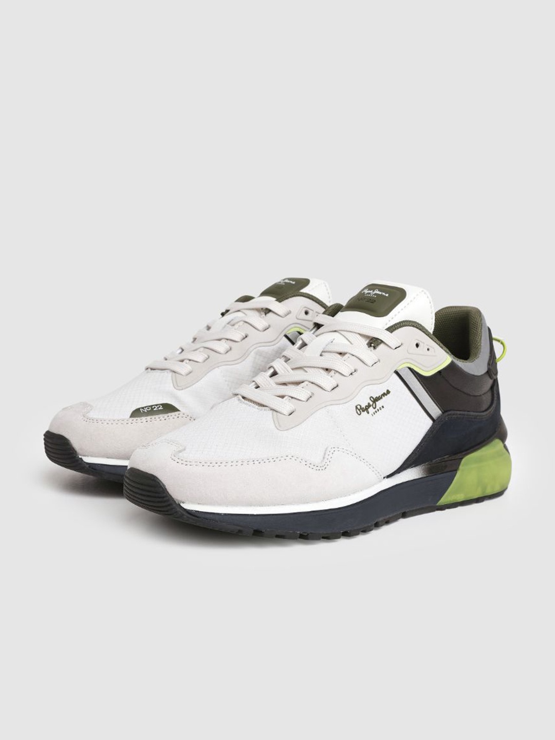 

Pepe Jeans Men N22 Evolution Colourblocked Suede Comfort Insole Sneakers, White