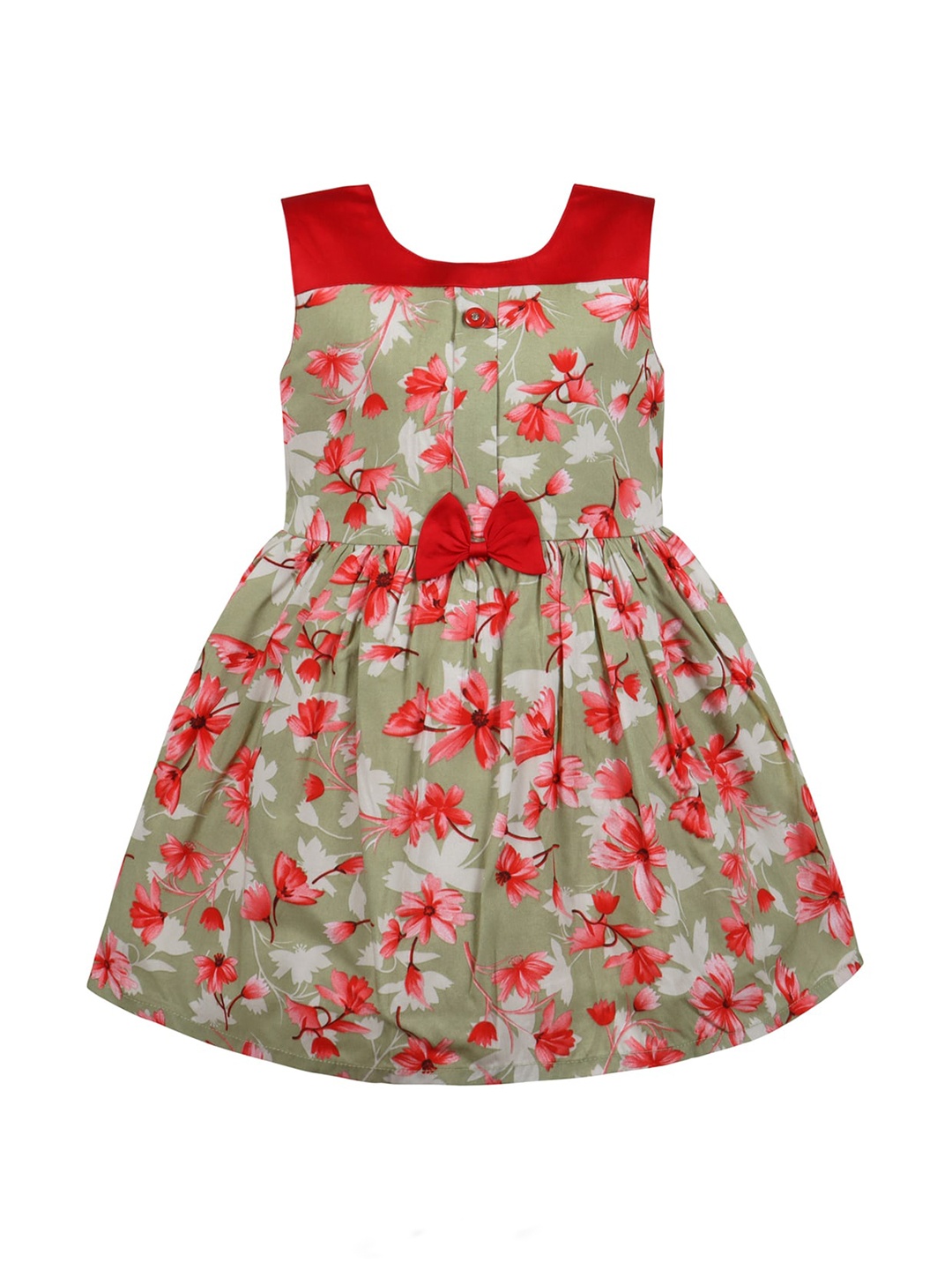 

Wish Karo Floral Cotton Print Fit & Flare Dress, Red
