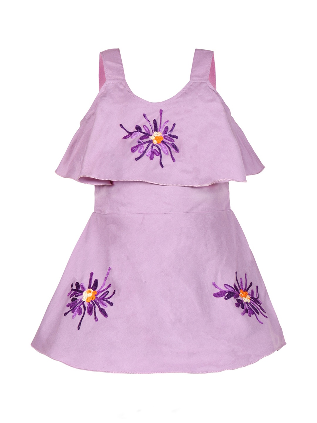 Wish Karo Floral Printed Sleeveless Fit & Flare Dress, Purple