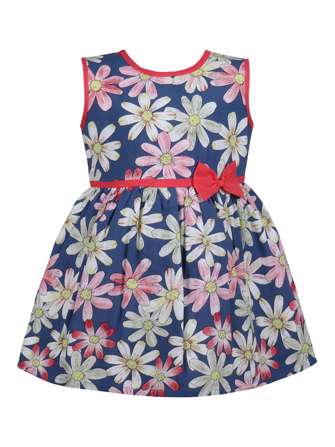 

Wish Karo Infant Girls Floral Printed Sleeveless Fit & Flare Dress, Blue
