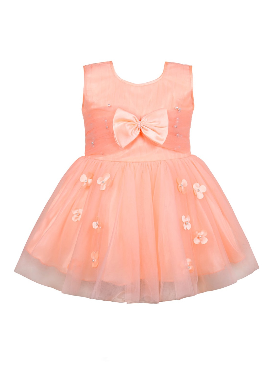 

Wish Karo Infant Girls Embellished Sleeveless Net Fit & Flare Dress, Peach