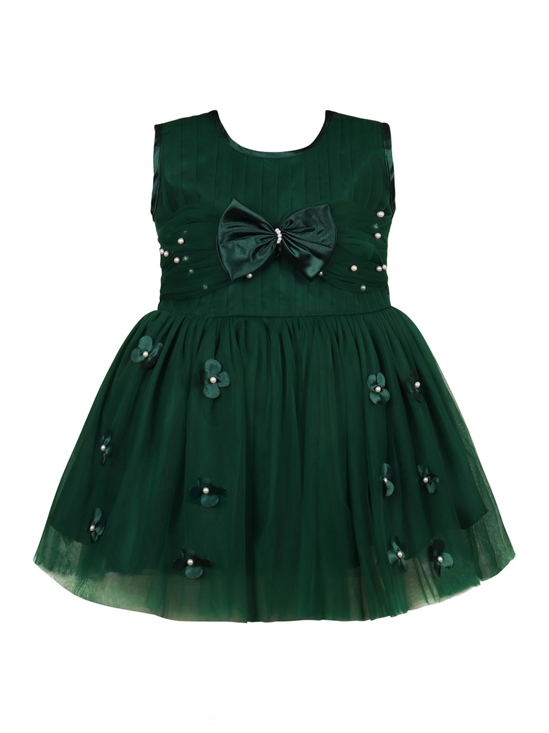 

Wish Karo Infant Girls Embellished Sleeveless Net Fit & Flare Dress, Green
