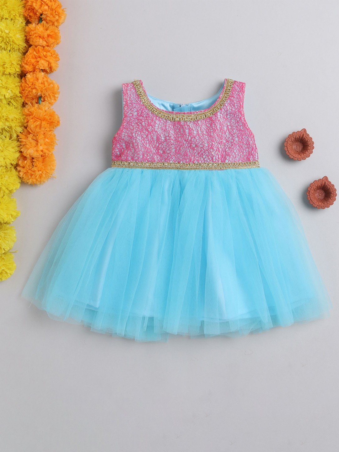 

MANY FROCKS & Girls Net Fit & Flare Dress, Pink