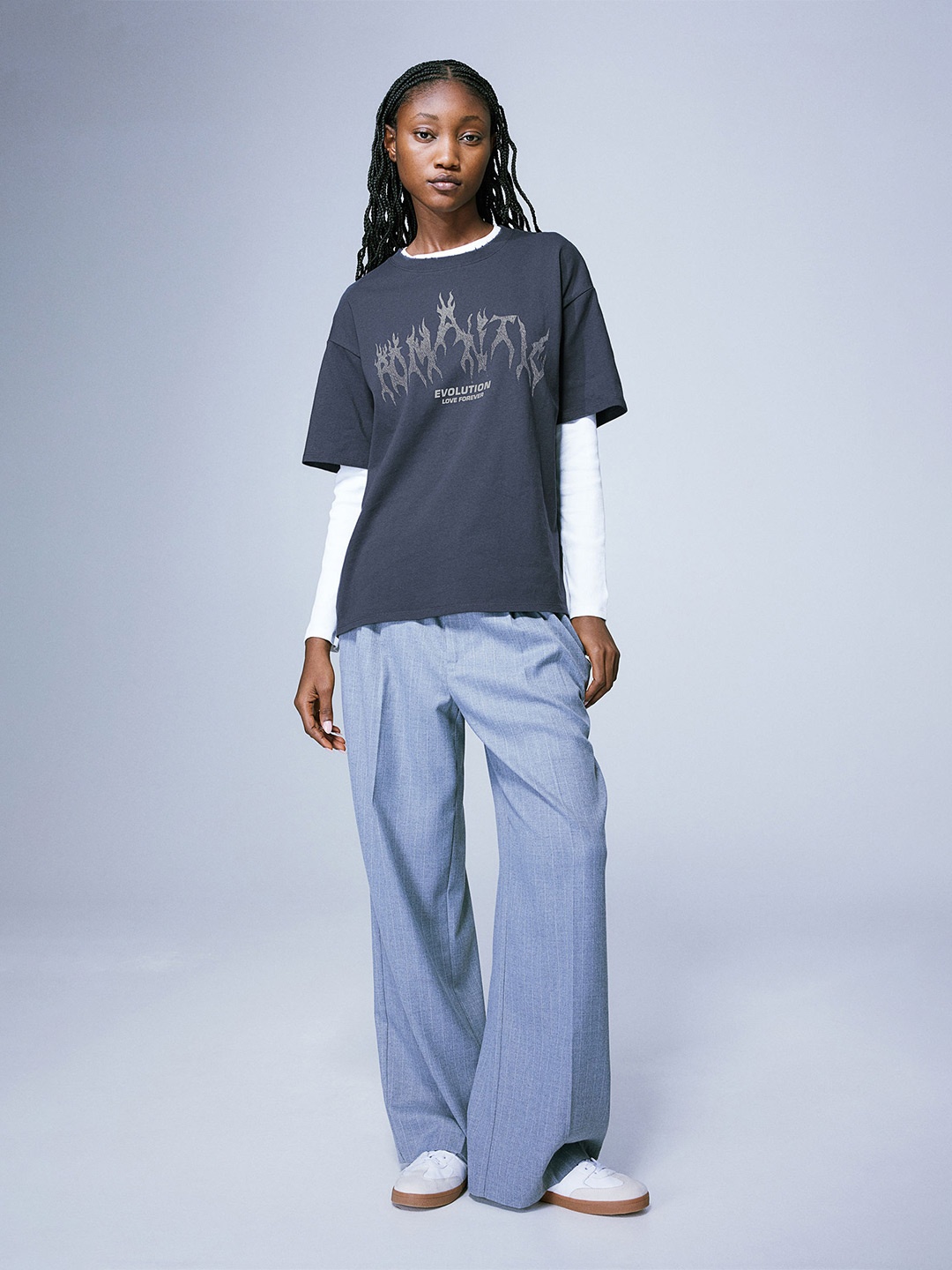 

H&M Oversized Printed T-shirt, Grey