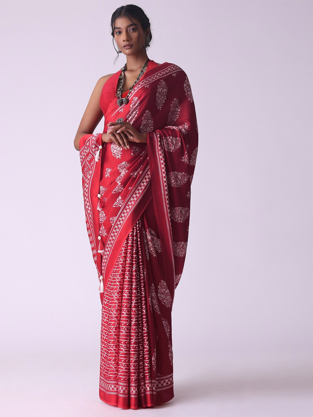 

KALKI Fashion Floral Satin Saree, Red