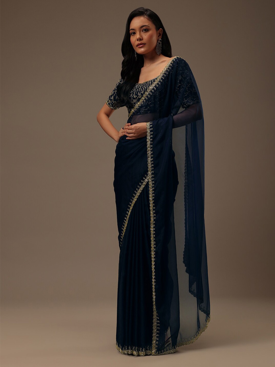 

KALKI Fashion Embroidered Organza Saree, Blue