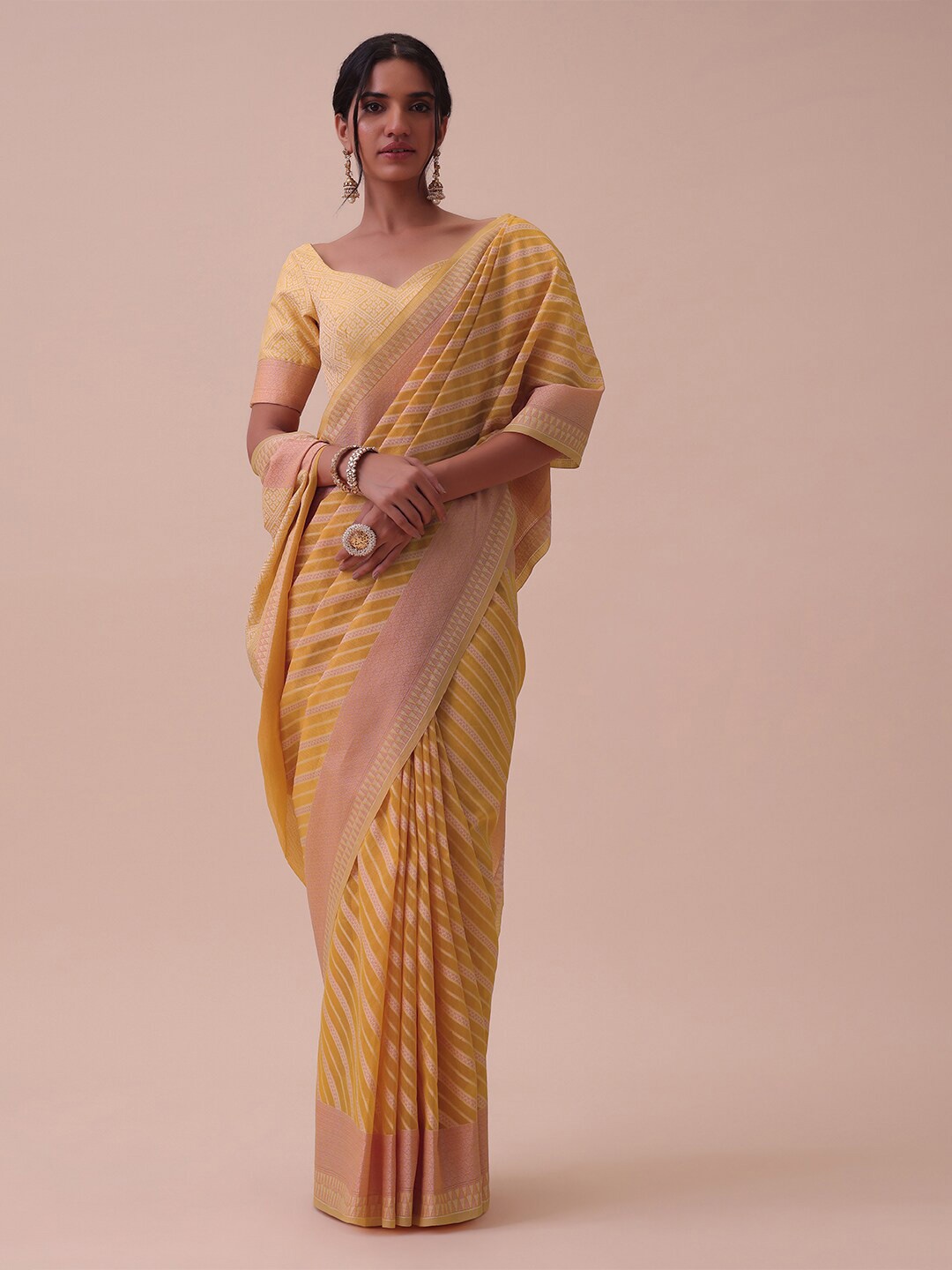 

KALKI Fashion Woven Design Silk Cotton Saree, Yellow