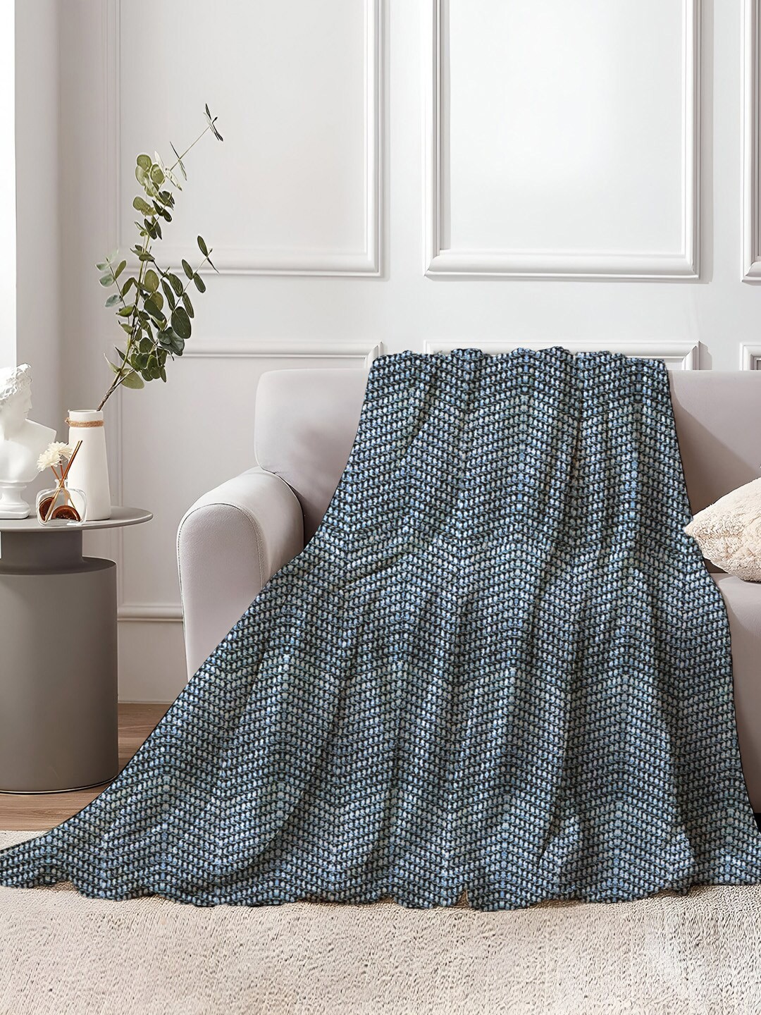 

AVI Living Richmond Chevron Pure Cotton Throw, Blue