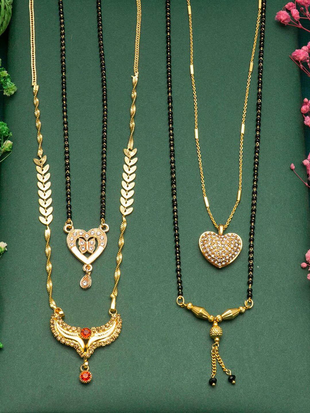

Ramdev Art Fashion Jwellery Set of 4 Gold-Plated Mangalsutra