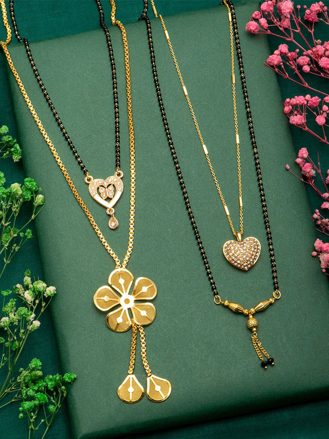 Ramdev Art Fashion Jwellery Set Of 4 Gold Plated Mangalsutra