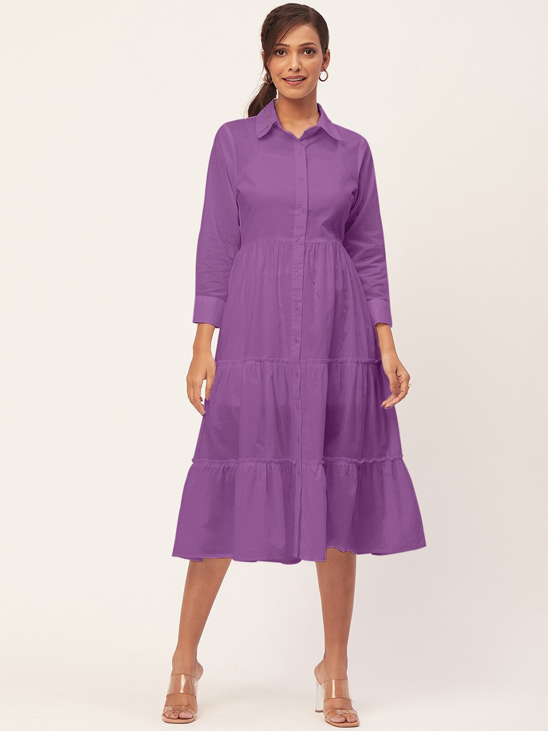 

Moomaya Fit & Flare Midi Dress, Purple