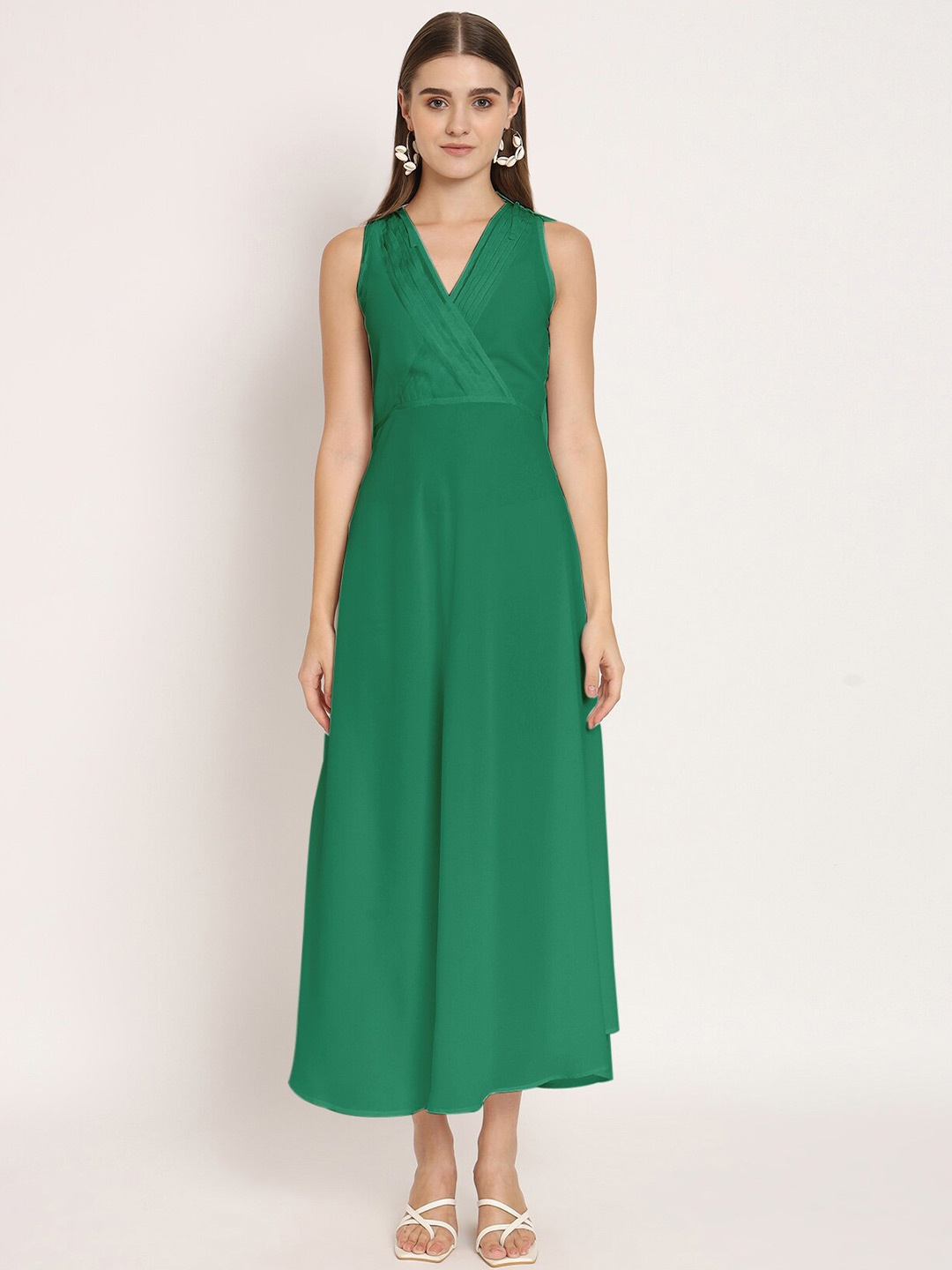 

Moomaya V-Neck Maxi Wrap Dress, Green