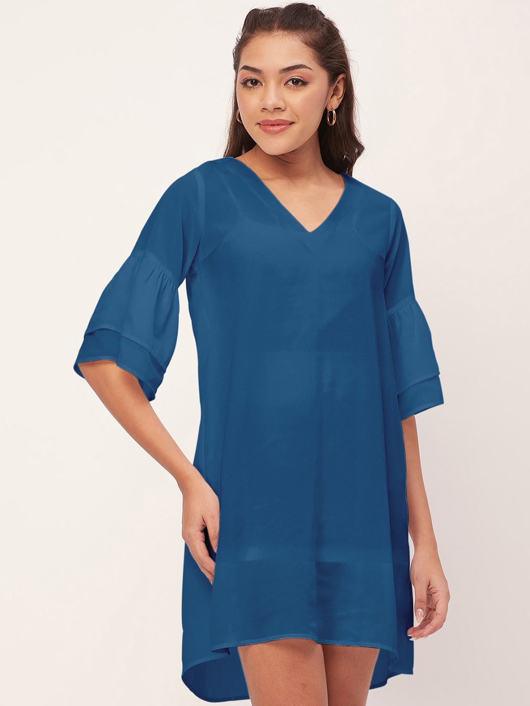 

Moomaya Bell Sleeve A-Line Dress, Blue